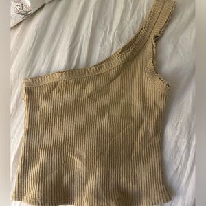 Yellow/tan one shoulder top